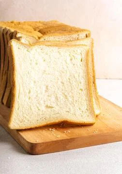 Stack of slice bread isolated on bright background with negative space Stock Photos