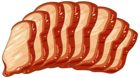 Stack of Sliced Bread in Cartoon Vector Style イラスト素材