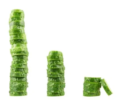 Stack of sliced fresh cucumber pieces Foto stock