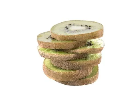 Stack of sliced kiwi fruit on a white background Stock Photos