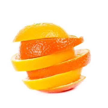 Stack of sliced oranges isolated Stock Photos
