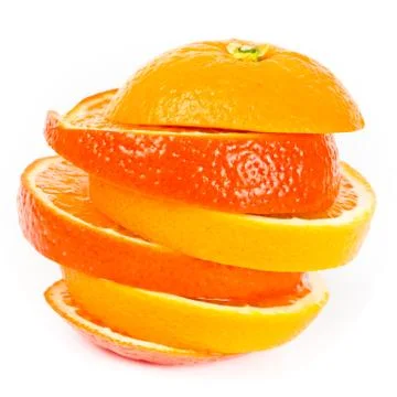 Stack of sliced oranges isolated Stock Photos