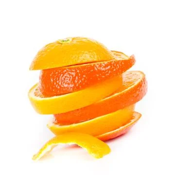 Stack of sliced oranges isolated Stock Photos