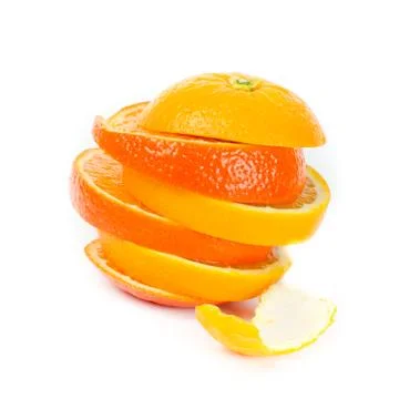 Stack of sliced oranges isolated Stock Photos