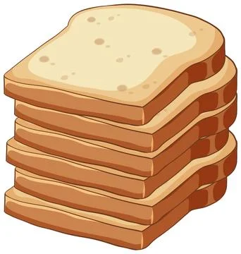Stack of Sliced White Bread Vector Illustration on White Background Stock Illustration