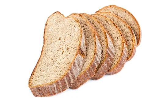 Stack of slices of bread on white background. Stock Photos