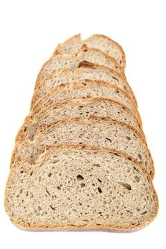 Stack of slices of bread on white background Stock Photos