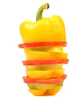  Stack of slices red and yellow pepper. Stack of slices red and yellow pep... 스톡 사진