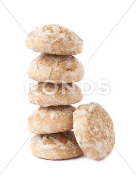 Stack of small cake gingerbread isolated over the white background Stock Photos