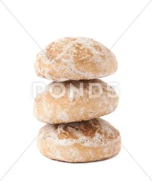 Stack of small cake gingerbread isolated over the white background Stock Photos