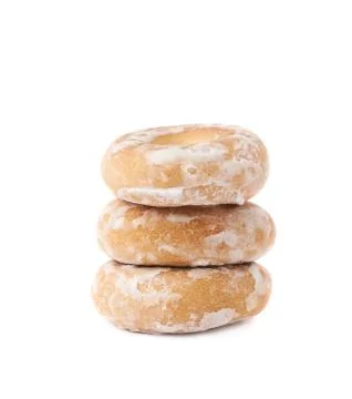 Stack of small cakes with hole isolated over the white background Stock Photos