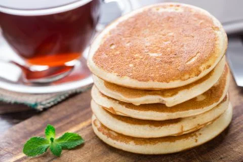 Stack of small pancakes Stock Photos