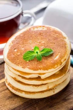 Stack of small pancakes Stock Photos