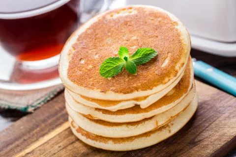 Stack of small pancakes Stock Photos
