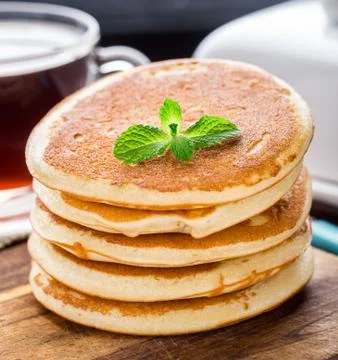 Stack of small pancakes Stock Photos