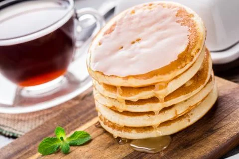 Stack of small pancakes Stock Photos