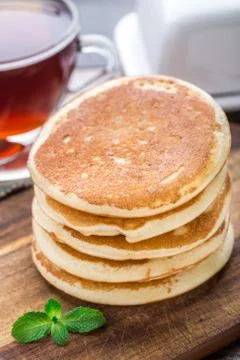 Stack of small pancakes Stock Photos