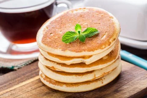 Stack of small pancakes Stock Photos