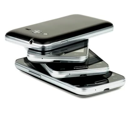 Stack of smartphones Stock Photos