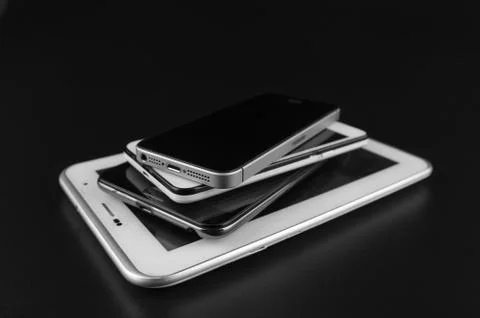 Stack of smartphones Foto stock