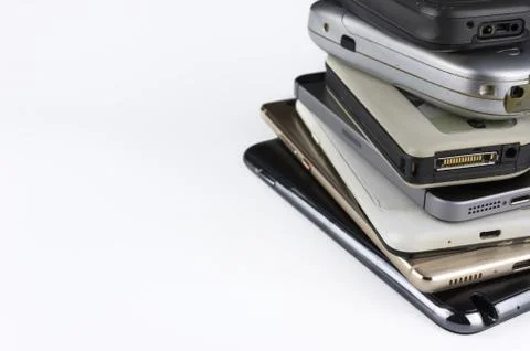 Stack of smartphones Stock Photos