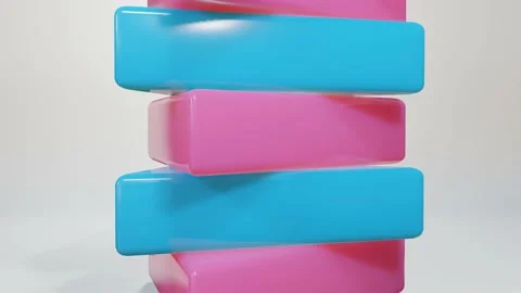 A stack of smooth rotating red and blue triangles on a white background. looped  Stock Footage 160458639