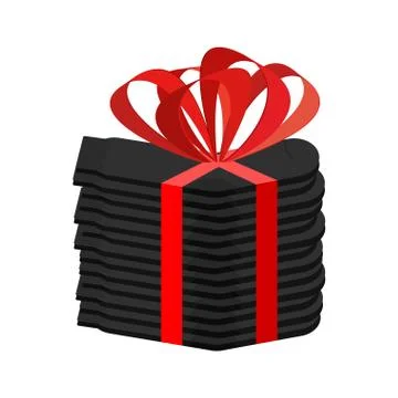 Stack of socks and ribbon. Traditional gift for men on February 23. Day of De 스톡 일러스트
