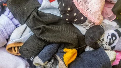Stack of socks in the background Stock Photos