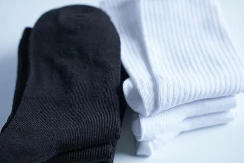Stack of socks on a white background, close-up, clothing Stock Photos