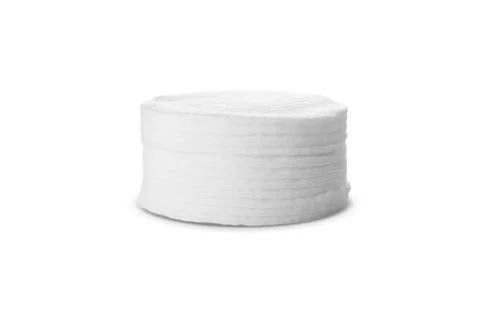 Stack of soft clean cotton pads isolated on white Foto stock