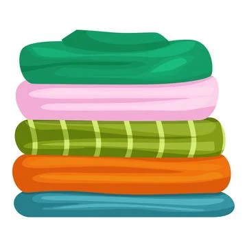 Stack of soft colorful towels folded on top of each other 库存插图