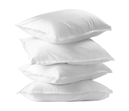Stack of soft pillows isolated on white Stockfoto's