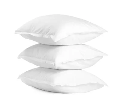 Stack of soft pillows isolated on white Stockfoto's