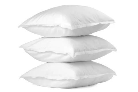 Stack of soft pillows isolated on white 스톡 사진