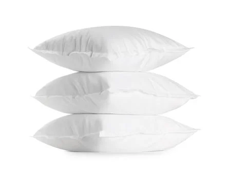 Stack of soft pillows isolated on white 스톡 사진