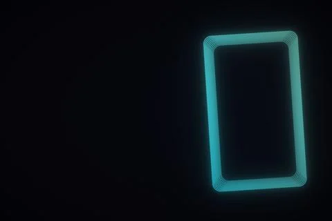 A stack of softly glowing cyan rounded-rectangle outlines sits off-center o.. Stock Illustration