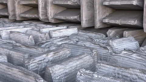 Stack of soundproof crates Stock Footage 93577795