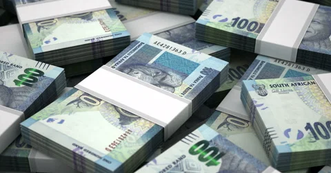 Stack of South African Rands Stock Footage