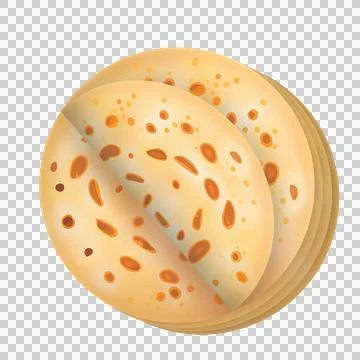 Stack of spotted flatbreads is being shown on transparent background, revealing Stock Illustration
