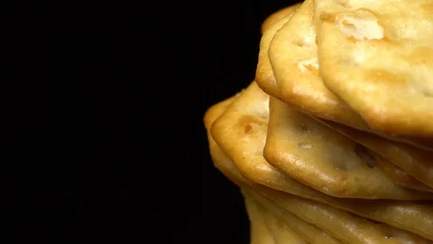 Stack of square crackers in rotation Stock Footage 98752148