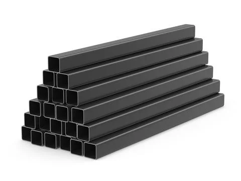 Stack of square steel tubes Stock Illustration