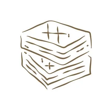 A Stack Of Square Waffle Cookies Hand Drawn Doodle Vector Illustration Stockillustratie