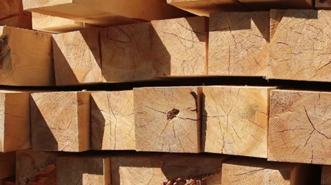 Stack of square wooden chips at construction yard. Vídeo Stock 27305847