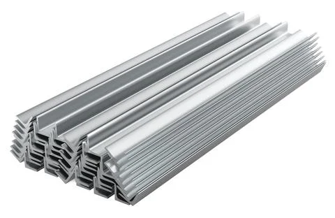 Stack of Stainless Steel Angle Bars, rolled metal. 3D rendering Stockillustratie