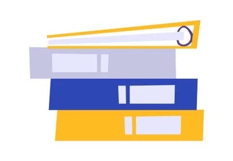 Stack of stationery folders with documents, office Stock Illustration