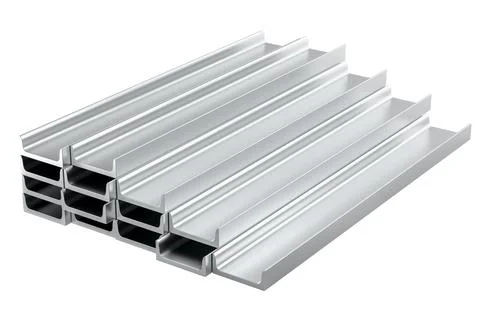Stack of Steel Channel Profiles, 3D rendering Stock Illustration