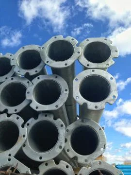 Stack of steel cylinders outdoors 写真素材