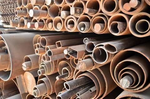 Stack of steel pipes Stock Photos