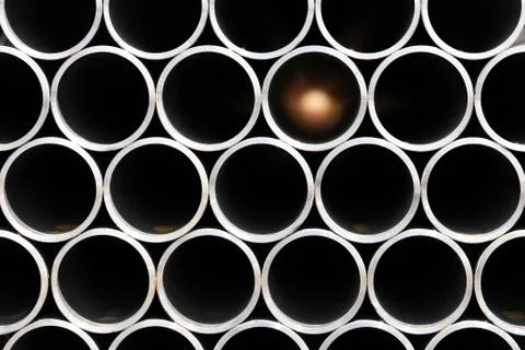 Stack of steel pipes Stock Photos