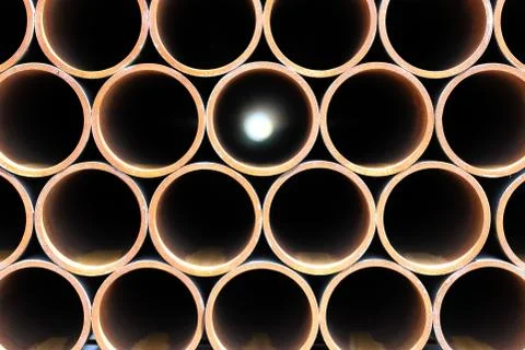 Stack of steel pipes Stock Photos
